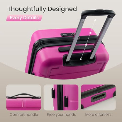 SHOWKOO G-Series Luggage set 3pcs, 100% PC Durable Hardshell Suitcase - color: Megenta, size: 3-Piece Set (20/24/28in)