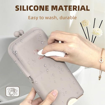 silicone makeup brush holder,waterproof soft and sleek portable travel cosmetic bag,standing makeup bag,grey - color: grey
