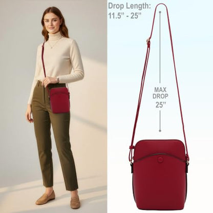 Solene Small Crossbody Bag with Gold Hardware, Mini Shoulder Purse with Adjustable Strap - color: Red