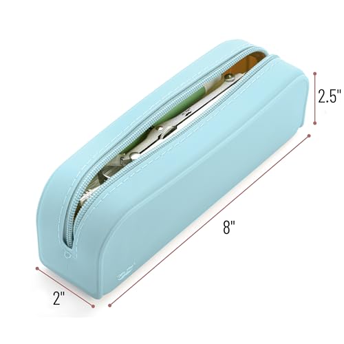 Mr. Pen- Silicone Pencil Case, Aesthetic Pencil Bag for Women, Makeup Pouch - color: Light Blue