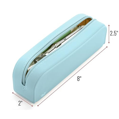 Mr. Pen- Silicone Pencil Case, Aesthetic Pencil Bag for Women, Makeup Pouch - color: Light Blue