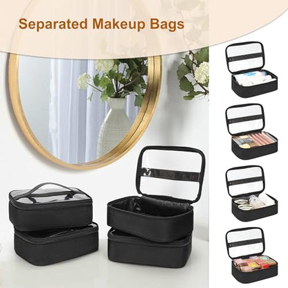 Relavel Rolling Makeup Case, Lockable Travel Organizer with 2 Big Wheels - color: 1-Black