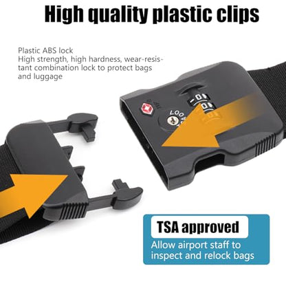 Veki Travel Luggage Straps for Suitcases, TSA Approved with Lock, Orange - color: orange
