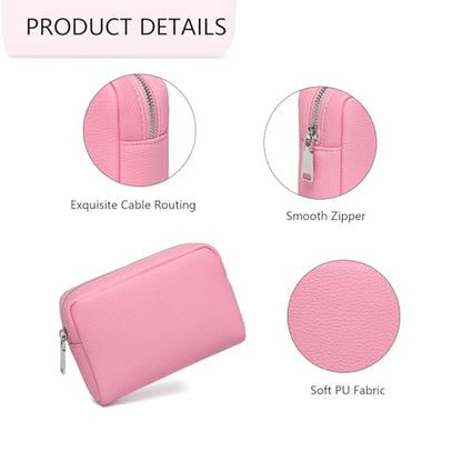 Makeup Bag for Purse Travel Cosmetic Bag (PU Azalea Pink) - color: Azalea Pink