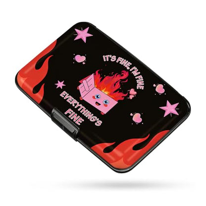 Credit Card Holder for Women Men Mini Aluminum Card Case Wallet Fire | ABS Business ID Case,Hard Case Large Capacity 6 Slots, Waterproof Durable ，Secure Closure Slim Small Credit Card Protector - color: Fire