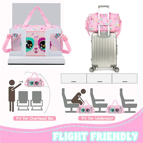 Kids Luggage with Wheels Suitcases Travel Softside Suitcases 16" Carry on Suitcase with Duffle Bag Luggage Sets Airline Approved - color: Pink