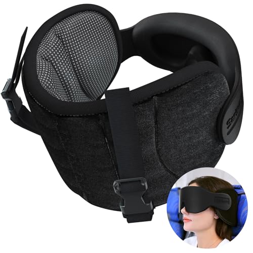 SARISUN Travel Pillows for Airplanes, Stable Head Support, Travel Essential - color: Mottled Black