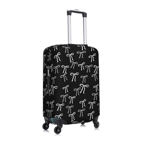 Travel Luggage Cover Black White Bows, High Elasticity Washable Travel Baggage Protector Case Fits 22-24 in - color: Black White Bows, size: 22-24 in