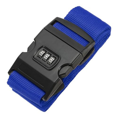 PATIKIL Luggage Straps, Suitcase Straps Adjustable Luggage Belts Strap with Combination Lock for Luggage Suitcases Travel, Dark Blue - color: Dark Blue