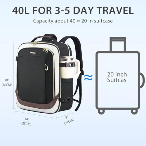 KROSER Laptop Backpack Computer Backpack 17 Inch Men-Beige/Black/Coffee - color: Beige/Black/Coffee