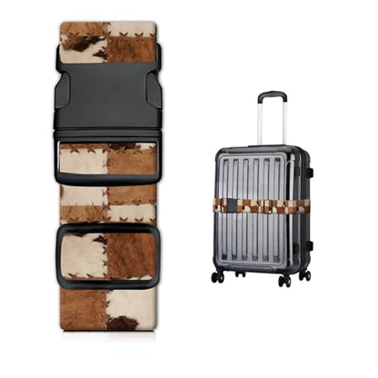 Luggage Straps for Suitcases, Heavy Duty Travel Belt with Quick-Release Buckle, Adjustable Suitcase Strap, Cute Luggage Accessories for Travel Cowhide Checkerboard - color: Cowhide Checkerboard