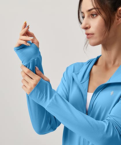 Soothfeel Women's UPF 50+ Sun Protection Shirt Hoodie Jacket Lightweight - color: Blue, size: X-Large