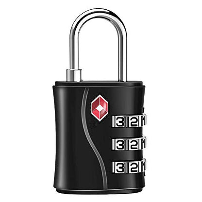 ZHEGE Luggage Lock TSA Approved, Small TSA Lock for Travel Suitcase (Black) - color: Black, 1P