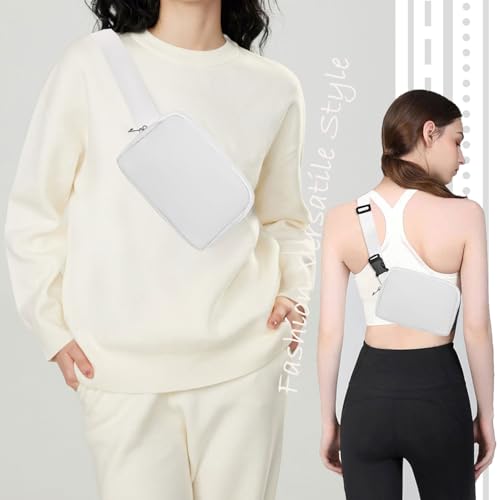 Fanny Pack for Women and Men, 1L Mini Nylon Belt Bag, White - color: White