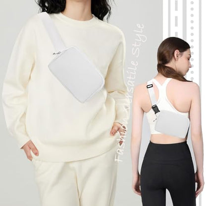 Fanny Pack for Women and Men, 1L Mini Nylon Belt Bag, White - color: White
