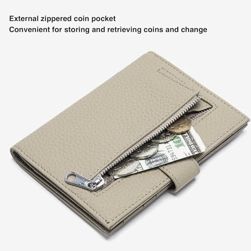 Slim Genuine Leather RFID Passport Holder, Travel Wallet With Cash Holder - color: Gray