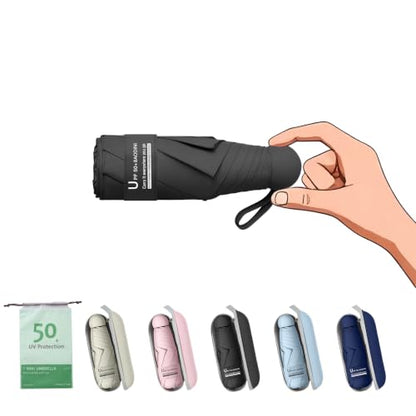 BAODINI Mini Travel Umbrella with UV Sun Protection, Compact Pocket-Size - color: A-1 Pack Black