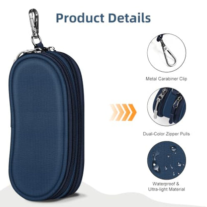 FINTIE Double Sunglasses Case, Soft Portable Eyeglasses Pouch with Clip - color: Dark Blue