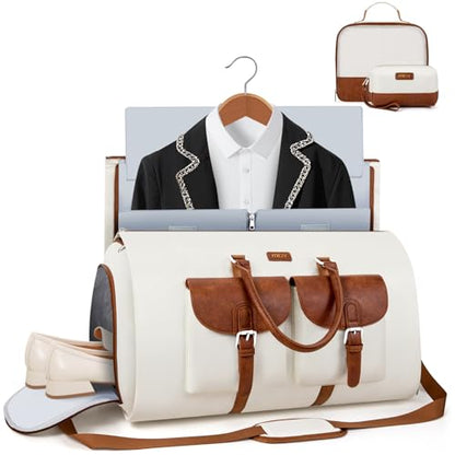 Garment Bag for Travel Convertible Carry on Travel Duffel Bag for Men Women - color: A01-Off White