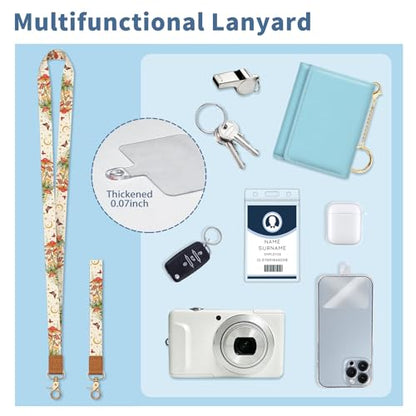 Mushroom Lanyard Wallet with Id Badge Holder Keychain Card Women - color: Mushroom Yellow