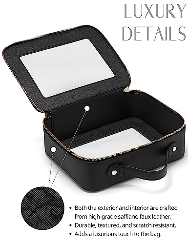 Popvibe Large Capacity Clear Toiletry Bag for Women Travel Makeup Bag Black - color: Black, style: Large Luxe