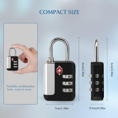 TSA Approved Luggage Locks 2 Pack, 3 Digit Steel Shackle Combination JY-820 - style: JY-820