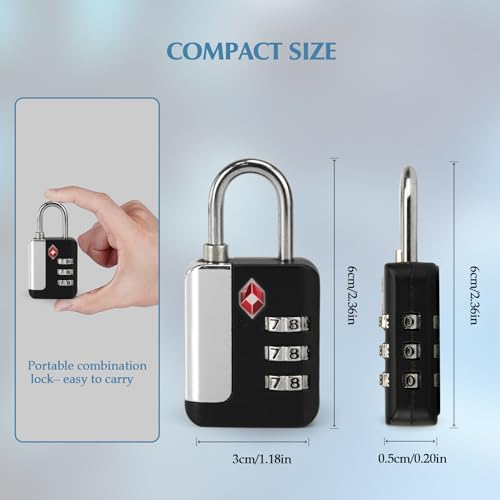 TSA Approved Luggage Locks 2 Pack, 3 Digit Steel Shackle Combination JY-820 - style: JY-820