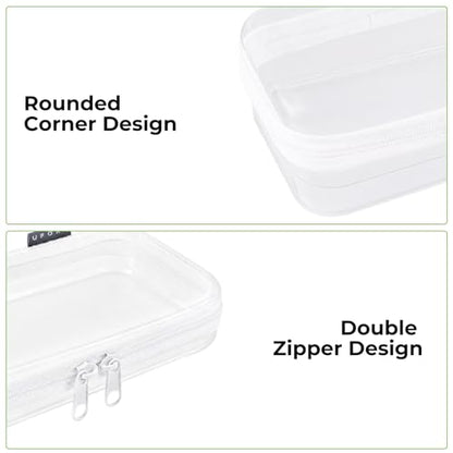 UFORU 3 PCS Clear Hard Shell Zipper Case, Diaper Bag Organizer Pouches | 3M, Water-Resistant & Dust-Proof Protection, Smooth Dual Zippers, Portable Design, Space-Saving Organization,Clear Visibility - size: 3M