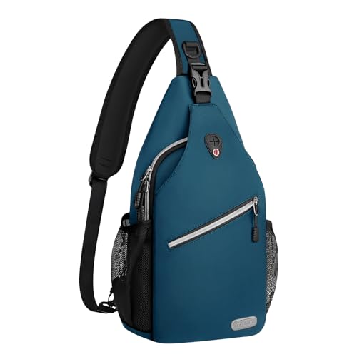 MOSISO Small Sling Bag for Men, Crossbody Shoulder Chest Daypack Bag | Sling Backpack for Casual Travel Hiking - color: Deep Teal