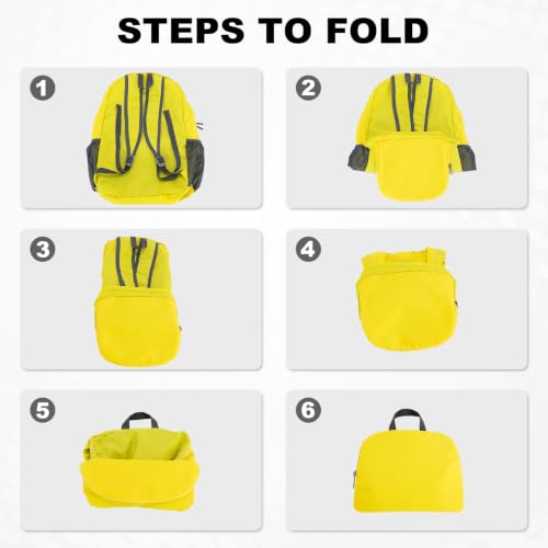 HOLYLUCK 20L lightweight packable Hiking Daypack Foldable Backpack for Men Women Small Travel Outdoor Foldable Shoulder Bag - color: Yellow