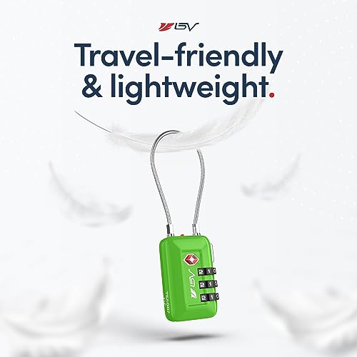 BV Luggage Locks TSA Accepted, Travel Sentry Approved 3-Digit Combination Suitcase Locks with Open Alert & Flexible Cable for Travel, Backpacks, Lockers, Cases, Green, 1 Pack - color: Green 1-Pack