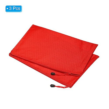 PATIKIL Waterproof Zipper File Bags, 3 Pack A4 Document Holders Pencil Pouch for Office, Red - color: Red, size: A4