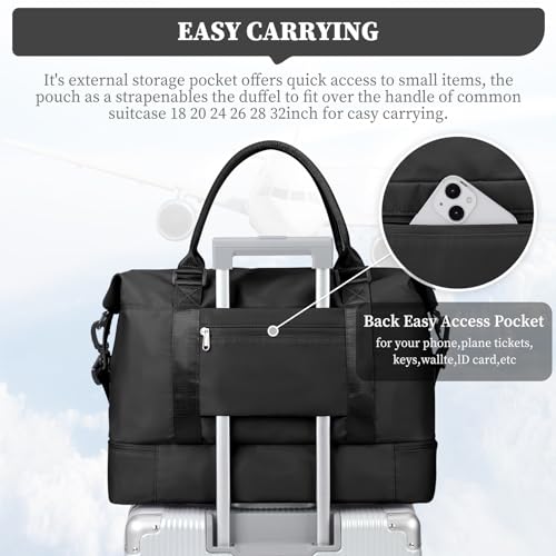 Weekender Bags for Women, Carry-On Overnight Travel Duffel Bag - color: Black, size: Extra Large