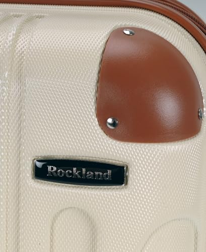 Rockland London Hardside Spinner Wheel Luggage, Carry-On 20", White - color: White with Brown Trim, size: Carry-on 20"