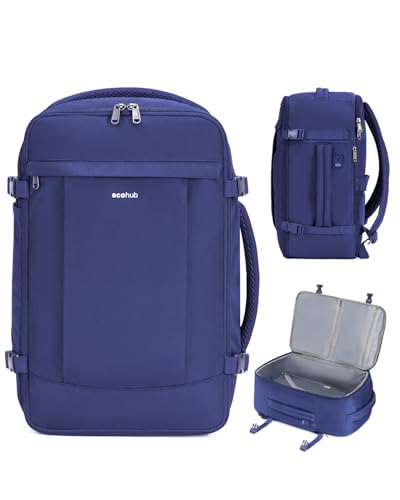 ECOHUB Travel Backpack Airlines Approved Personal Item Bag Carry On Backpack - color: Navy Blue, size: 18 inch underseat