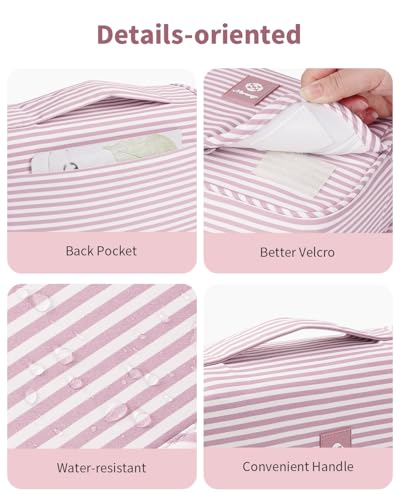 Narwey Small Hanging Travel Toiletry Bag for Women, Cosmetic Makeup Bag - color: Y-Dusty Pink Stripe