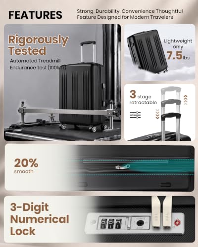 Kono 28 Inch Large Checked Luggage with Spinner Wheels Expandable TSA Lock - color: Black, size: 28"