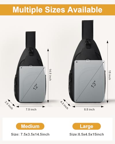 Pritent Crossbody Bags for Women Men Sling Bag Backpack Shoulder Bag - color: Black, size: Large