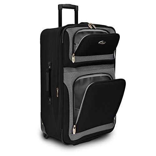 U.S. Traveler New Yorker Lightweight Expandable Rolling Luggage, Black, 4-Piece Set - color: Black, size: 4-Piece Set (15/21/25/29)