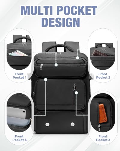 suradar Travel Backpack, 180° Open Laptop Backpack with Shoe Compartment - color: W3-black
