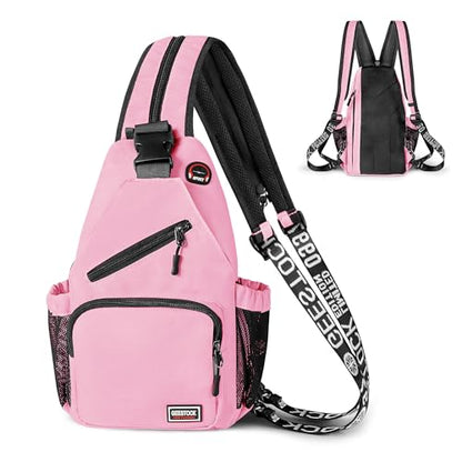 Geestock Convertible Sling Bag Crossbody Backpack for Women Men, Pink - color: Pink, size: Large