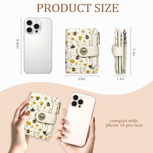 Icycay Bee Small Wallet Women RFID Blocking Bifold Cute Credit Card Holder - color: Bee