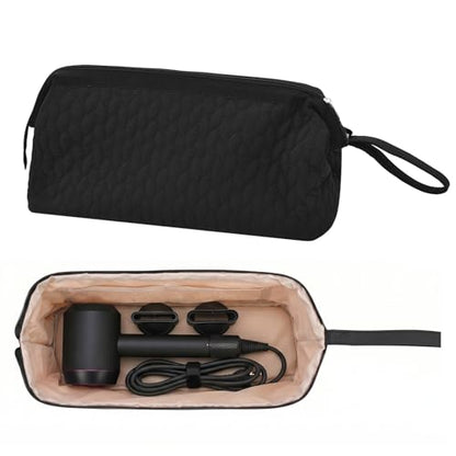 TeeYee Hair Tools Travel Bag for Dyson Airwrap Quilted Toiletry Bag - color: 002Black