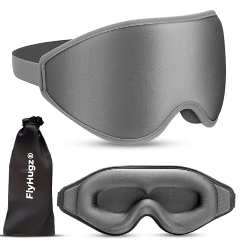 FlyHugz® 3D Travel & Home Sleep Mask, Ultra-Soft Black - color: Gray