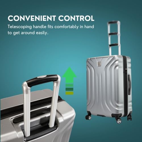 Skyway Nimbus 4.0 Expandable, Durable Hardside, 4 Wheel Spinner, Lightweight Suitcase, Unisex, Stylish, Shiny Silver, 2-Piece Luggage Set, (20" & 28") - color: Shiny Silver, size: 2-Piece Set (20, 28)
