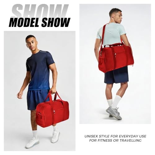 Searock 45L Gym Bag for Men & Women with Shoe Compartment - color: Red, size: 21 x 10 x 13″ (Medium)