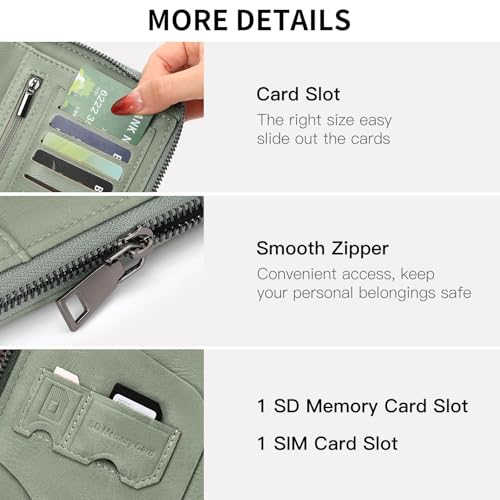 RFID Blocking with Zipper Travel Passport Wallet,Travel Document Organizer for Men and Women Family Holder with Wrist Strap - color: Light Green