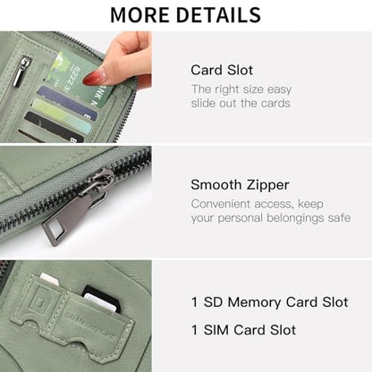RFID Blocking with Zipper Travel Passport Wallet,Travel Document Organizer for Men and Women Family Holder with Wrist Strap - color: Light Green