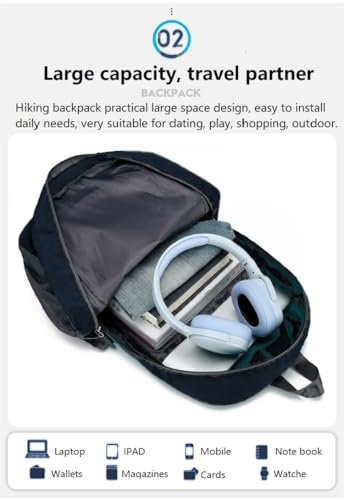 Ultra Packable Hiking Backpack, Foldable Travel Daypack, 25L - color: Dark Blue
