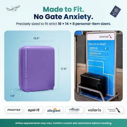 TAKE OFF 18 Inch Personal Item Suitcase Removable Wheels Underseat Bag - color: Purple, size: 18" - Personal Item 4.0